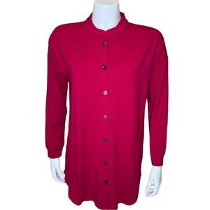 Soft Surroundings Mixed Button Front Top Tunic Jacket M Modal Blend Pink